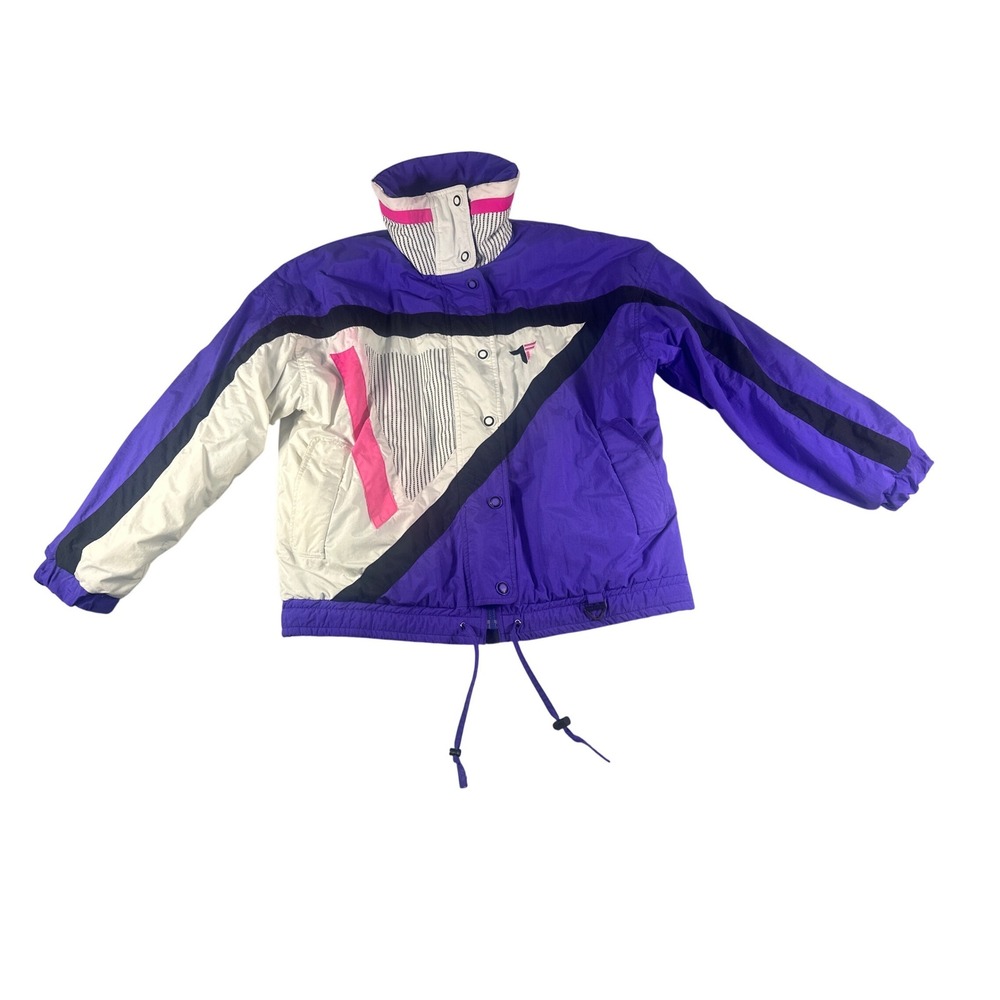 Vintage Tyrolia by Head Ski Jacket Purple White Pink Colorblock Retro 90s Size12